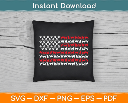 Cat American Flag USA Paws Patriotic SVG Digital Cutting File
