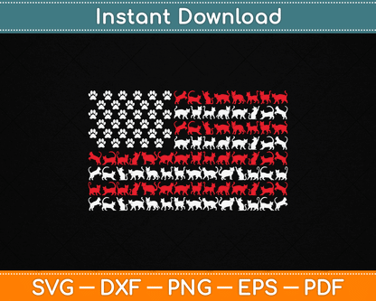 Cat American Flag USA Paws Patriotic SVG Digital Cutting File