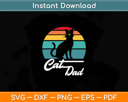 Cat Dad - Vintage Style Cat Lover Svg Digital Cutting File