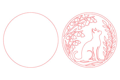 Cat Floral Round Laser Cut SVG