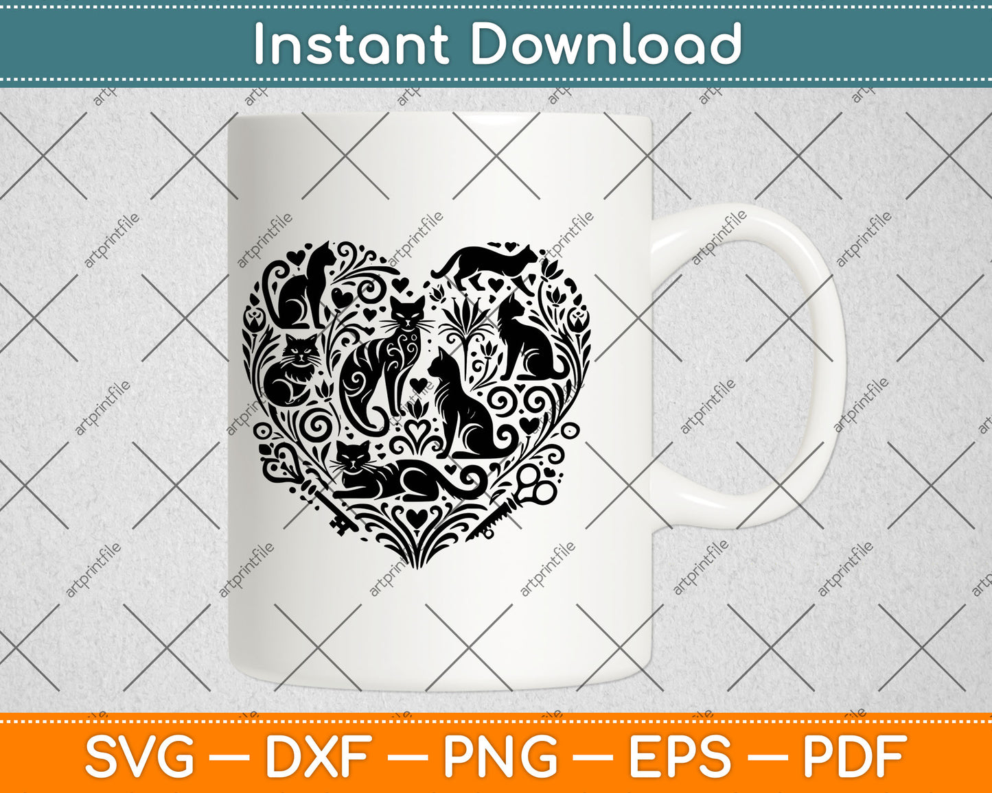 Cat Heart Svg Digital Cutting File