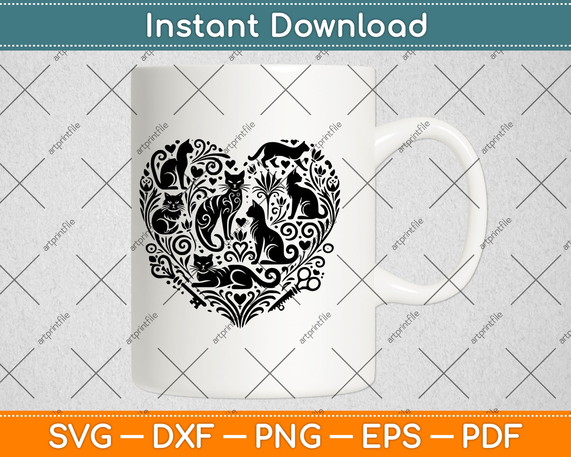Cat Heart Svg Digital Cutting File