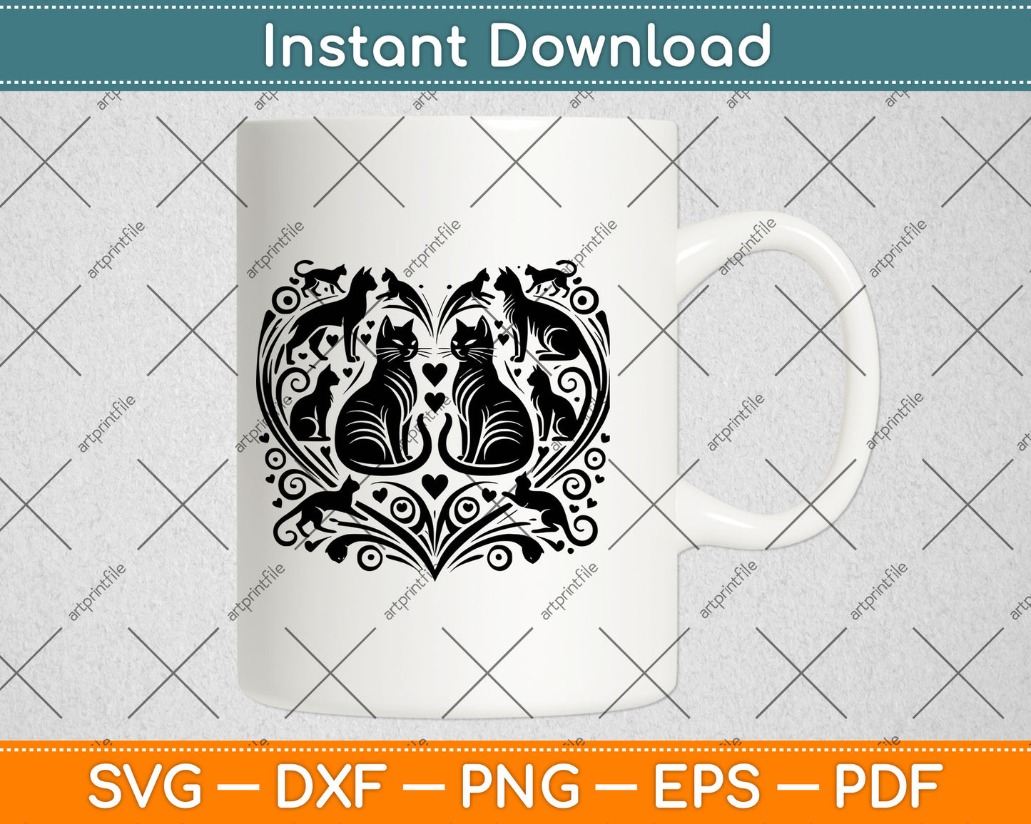 Cat Heart Svg Png Digital Cutting File
