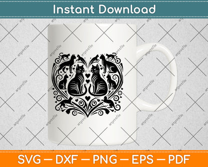 Cat Heart Svg Png Digital Cutting File