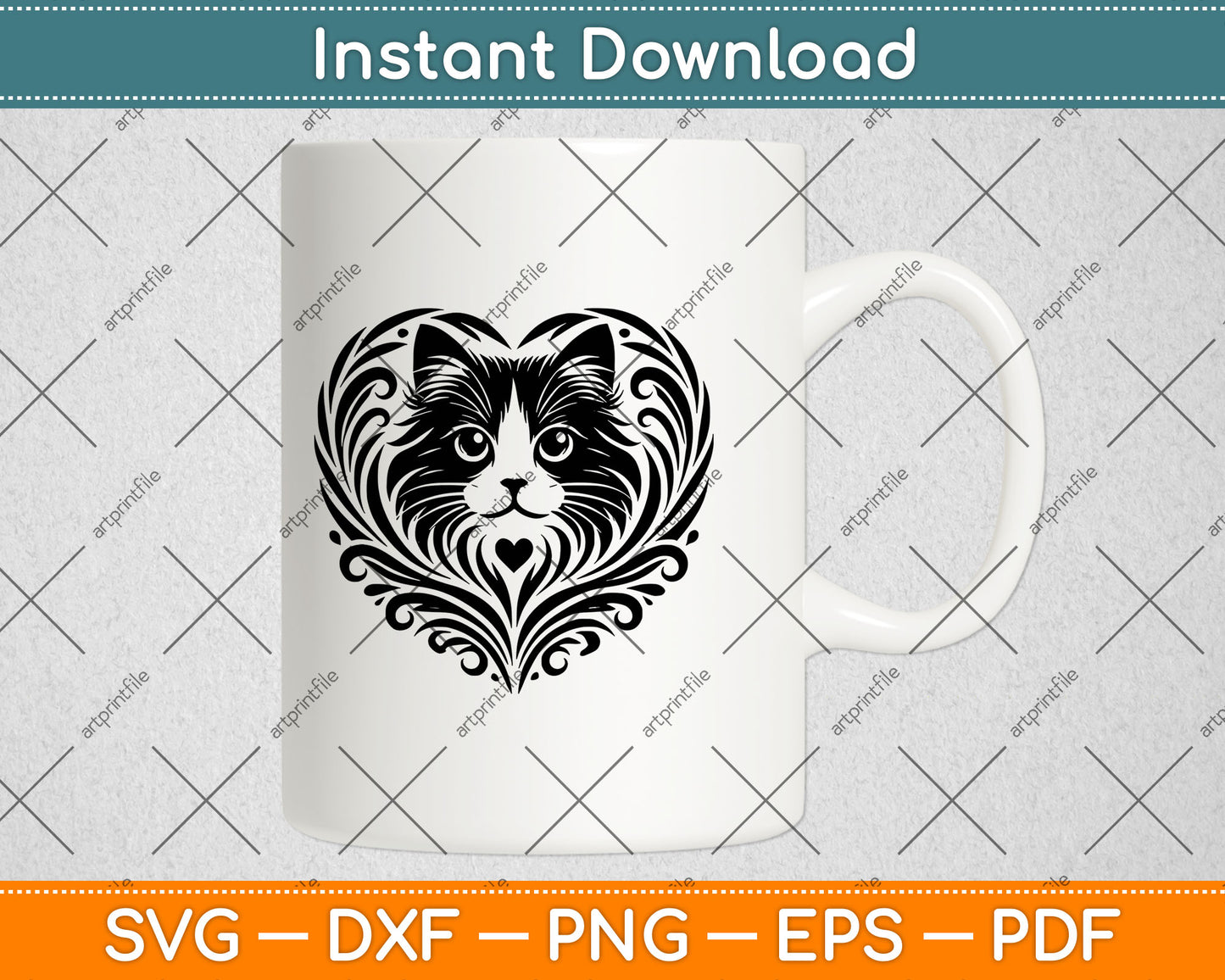 Cat Heart Svg Png Dxf Digital Craft Cutting File