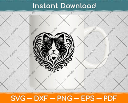 Cat Heart Svg Png Dxf Digital Craft Cutting File
