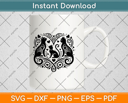 Cat Heart Svg Design Digital Craft Cutting File