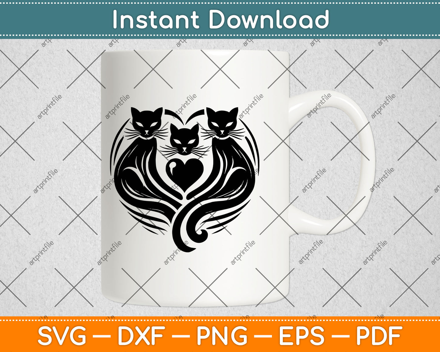 Cat Heart Svg Design Digital Cutting File