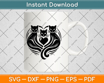 Cat Heart Svg Design Digital Cutting File