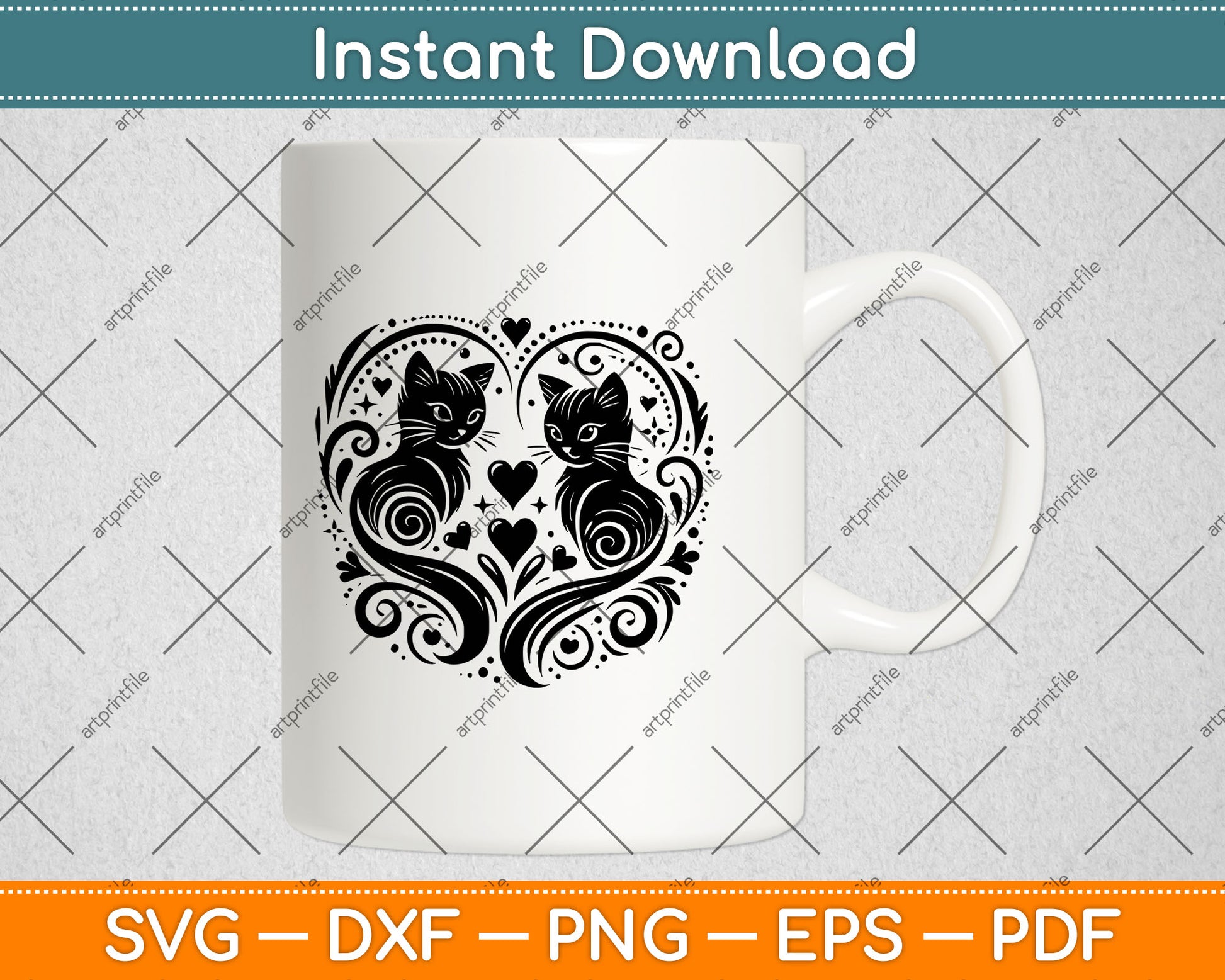 Cat Heart Svg Design Cutting File