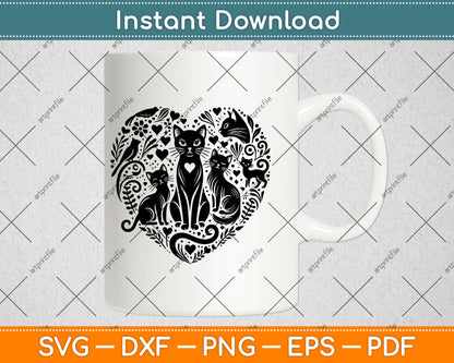 Cat Heart Svg Digital Cut File