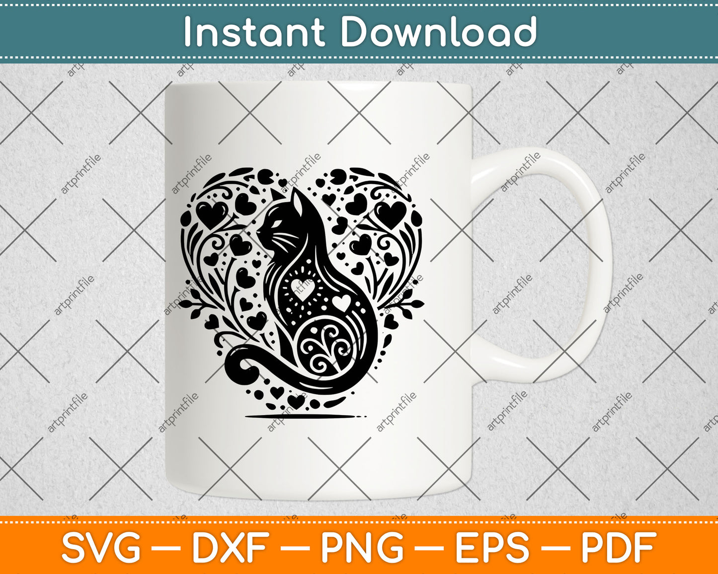 Cat Heart Svg Digital Craft File