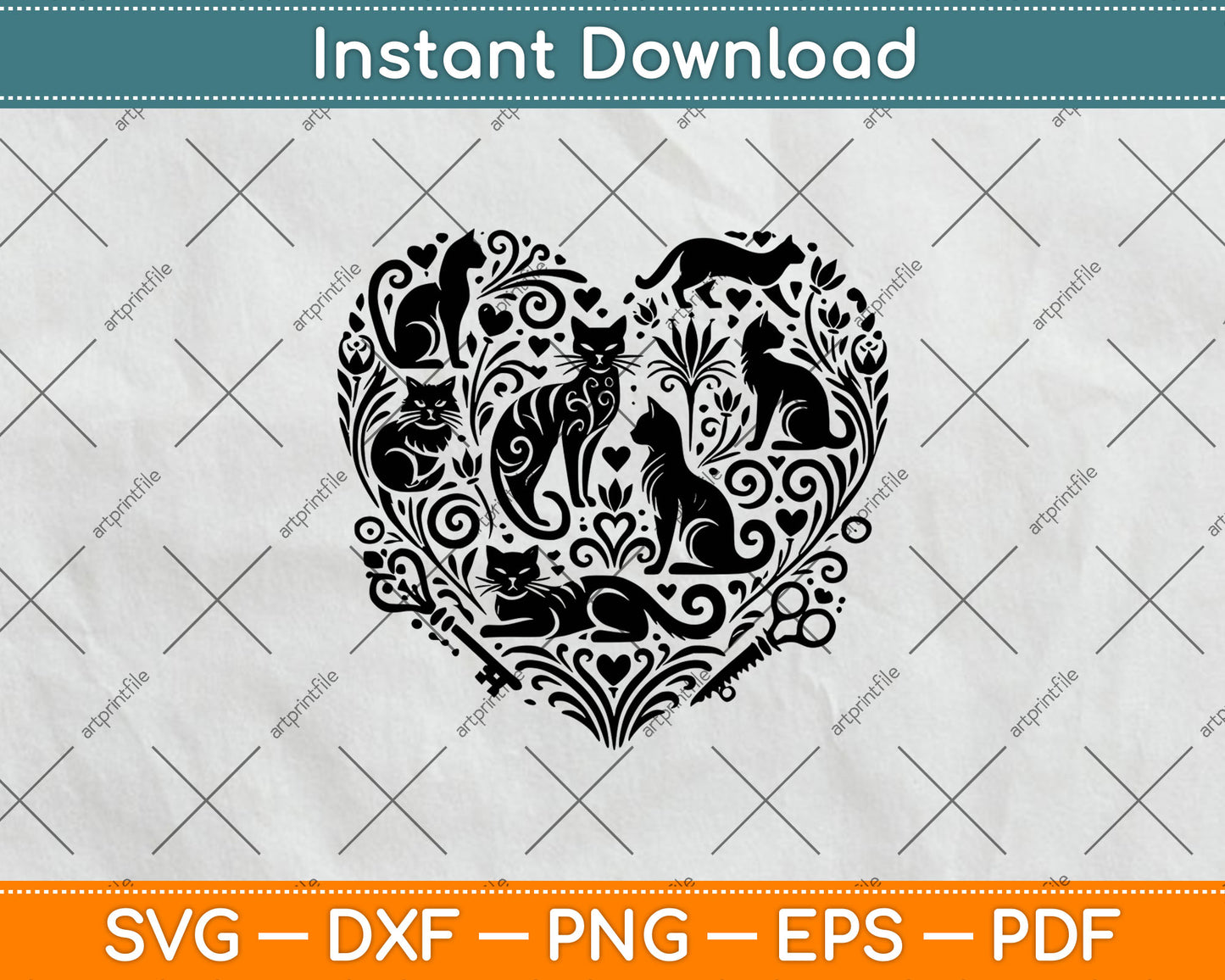 Cat Heart Svg Digital Cutting File