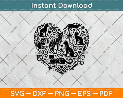 Cat Heart Svg Digital Cutting File