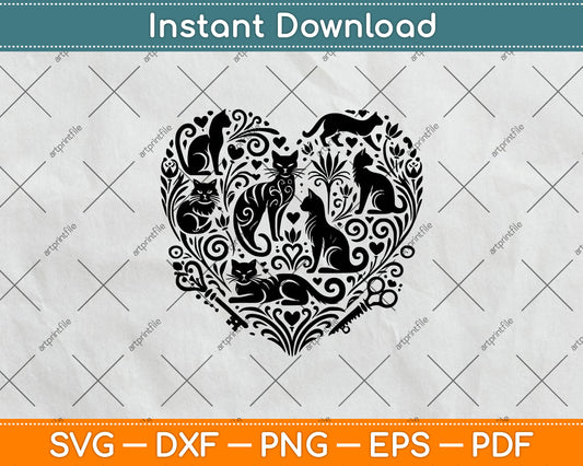 Cat Heart Svg Digital Cutting File