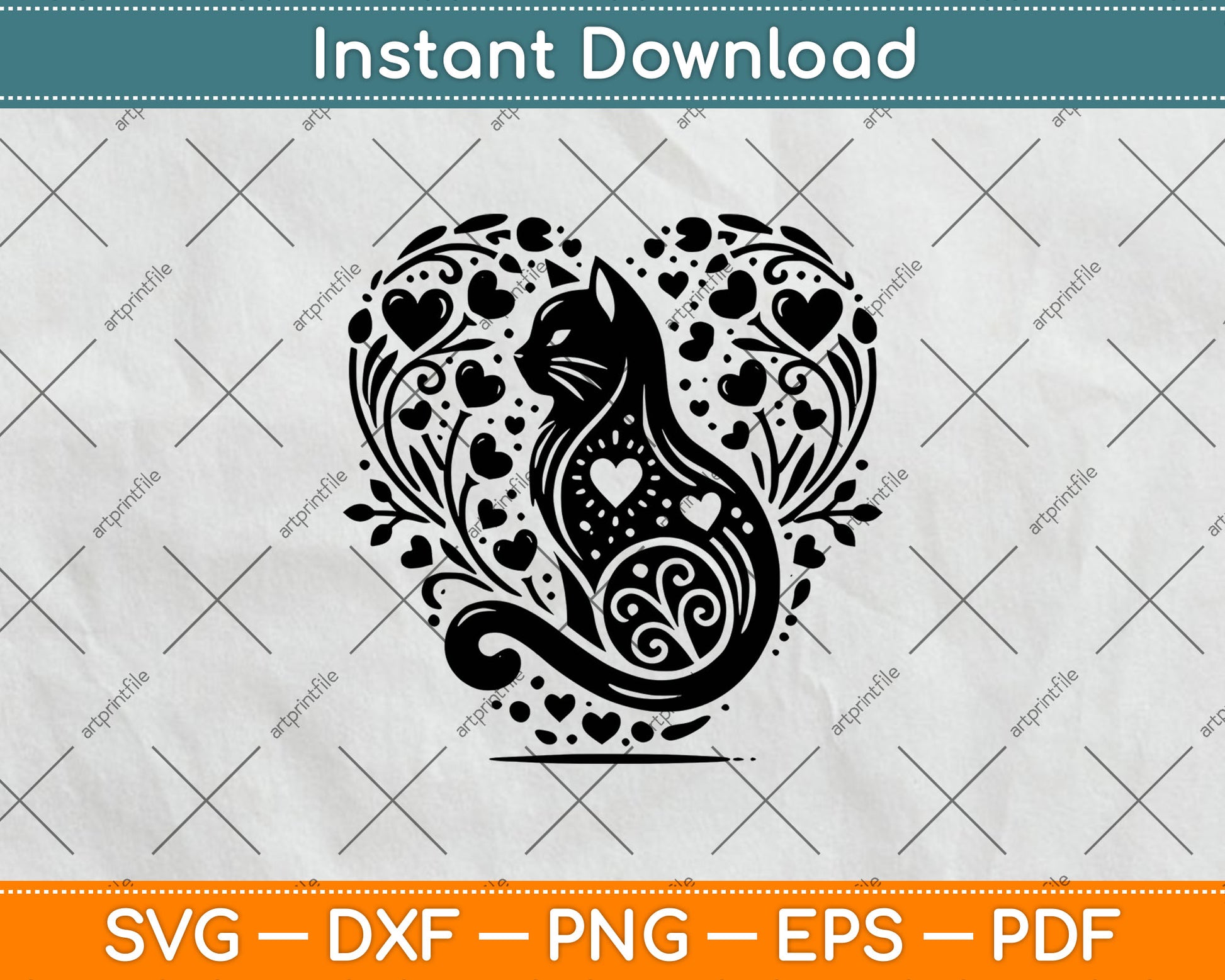 Cat Heart Svg Digital Craft File