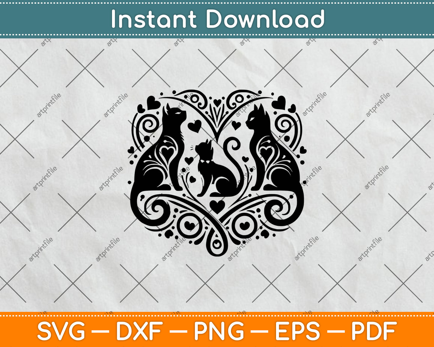 Cat Heart Svg Design Digital Craft Cutting File