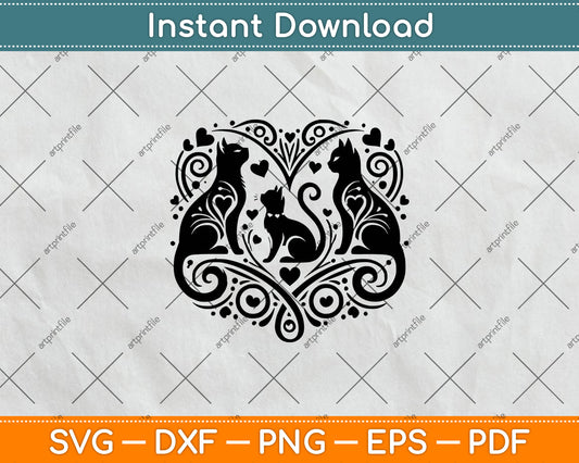 Cat Heart Svg Design Digital Craft Cutting File