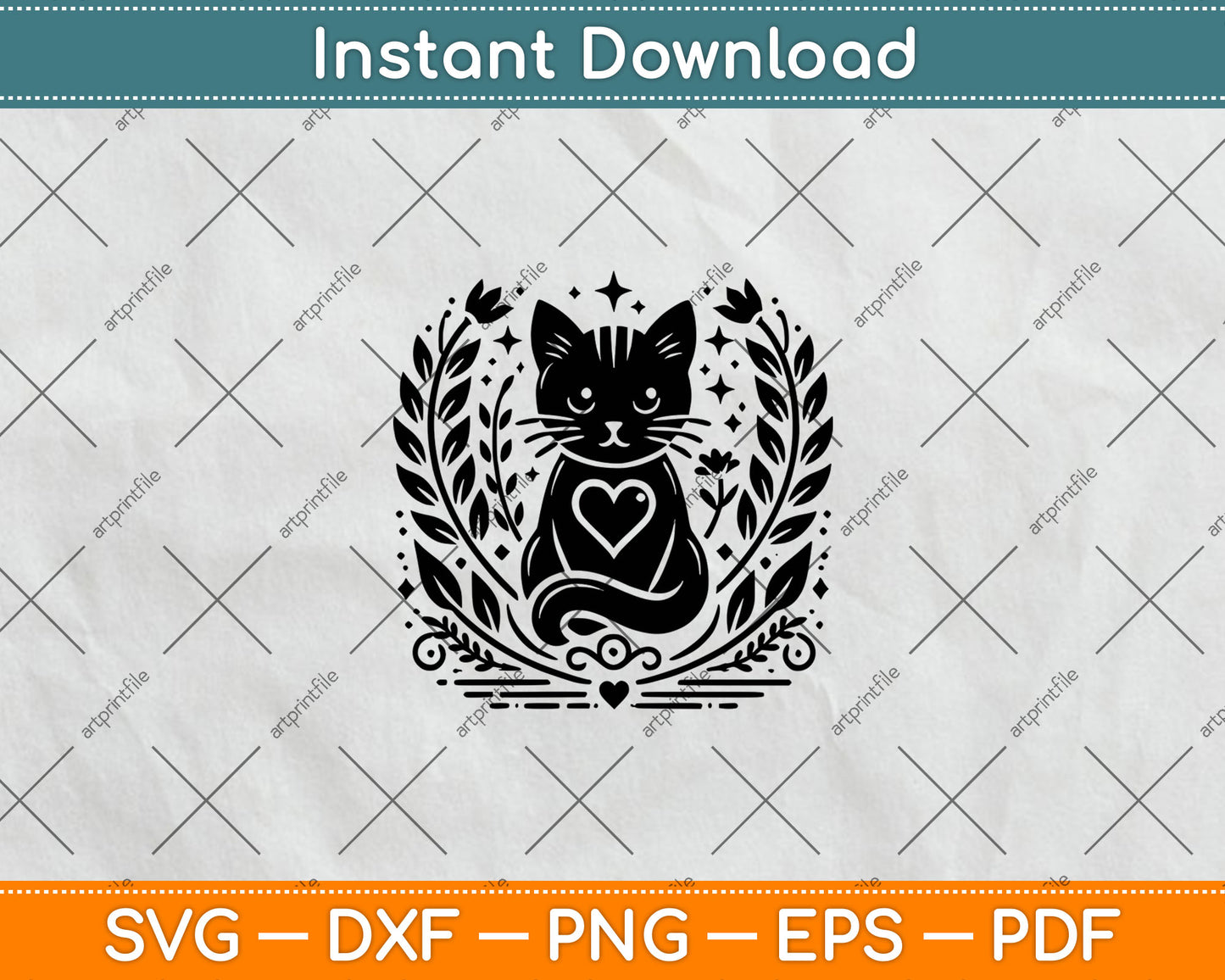 Cat Heart Svg Digital Cut File