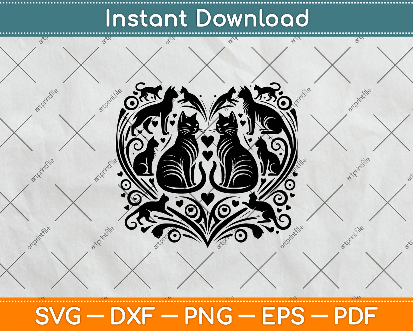 Cat Heart Svg Png Digital Cutting File