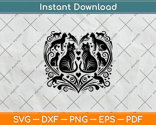 Cat Heart Svg Png Digital Cutting File
