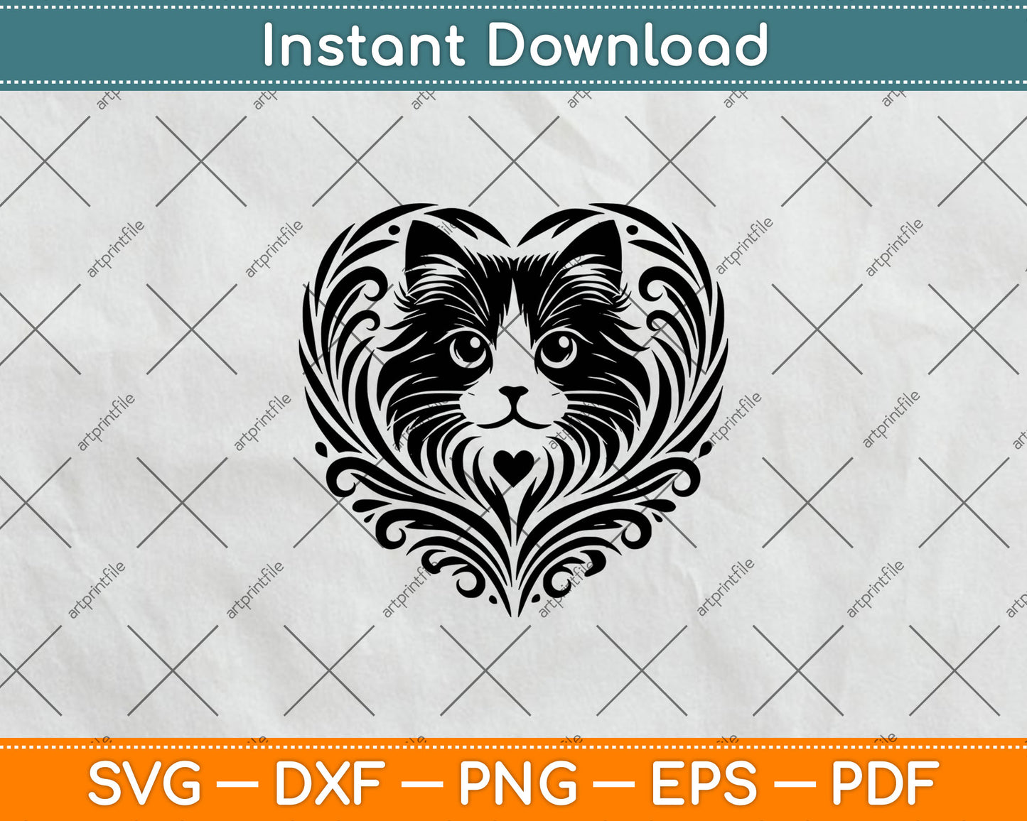 Cat Heart Svg Png Dxf Digital Craft Cutting File