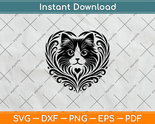 Cat Heart Svg Png Dxf Digital Craft Cutting File