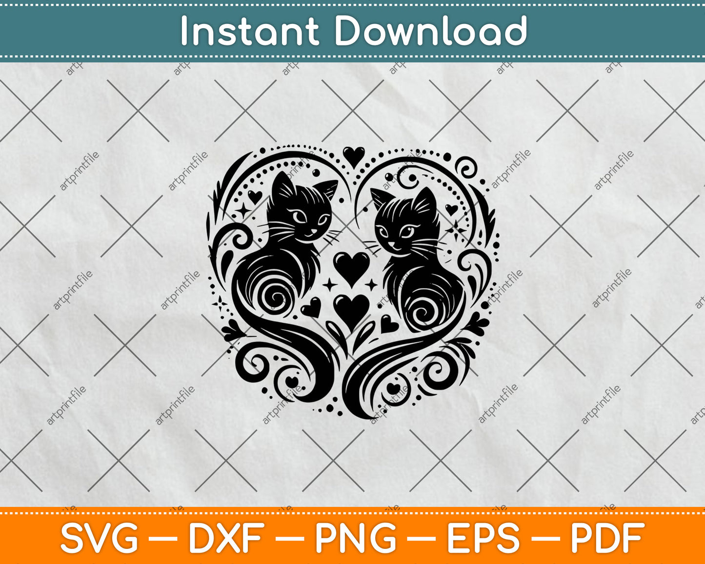 Cat Heart Svg Design Cutting File