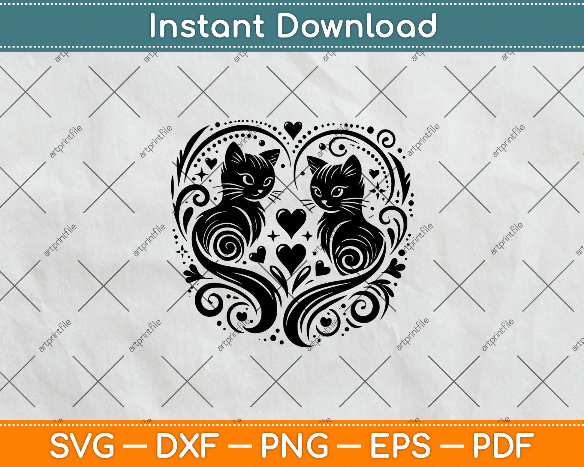 Cat Heart Svg Design Cutting File
