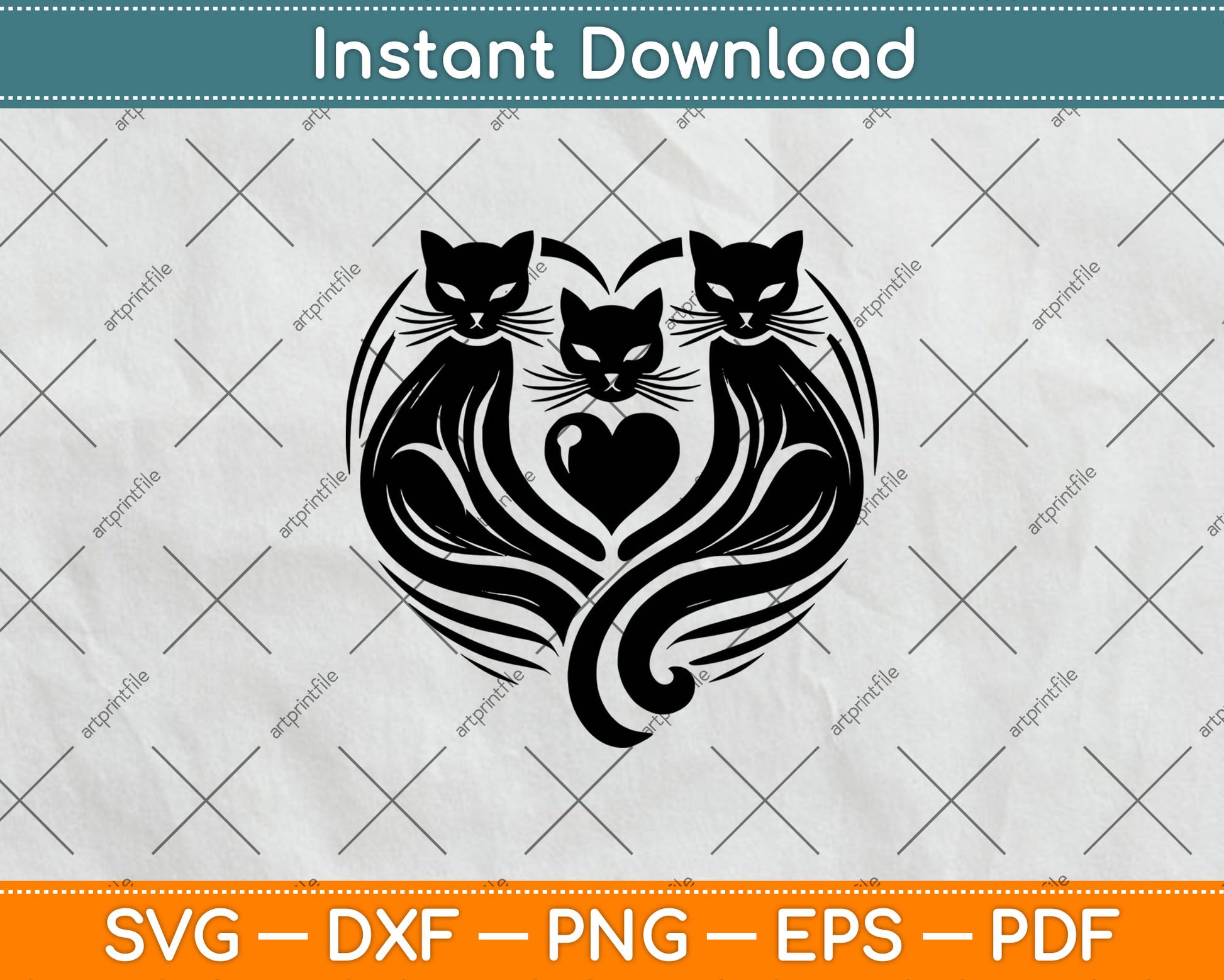 Cat Heart Svg Design Digital Cutting File