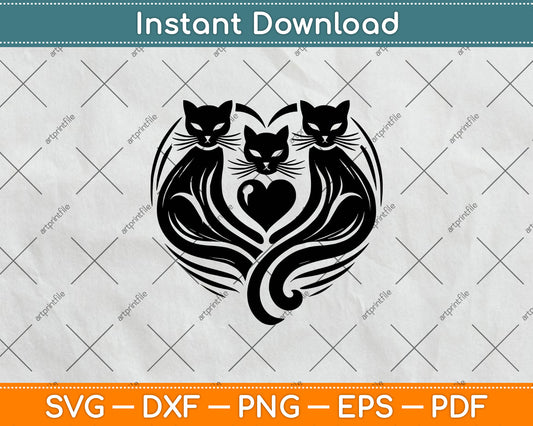 Cat Heart Svg Design Digital Cutting File