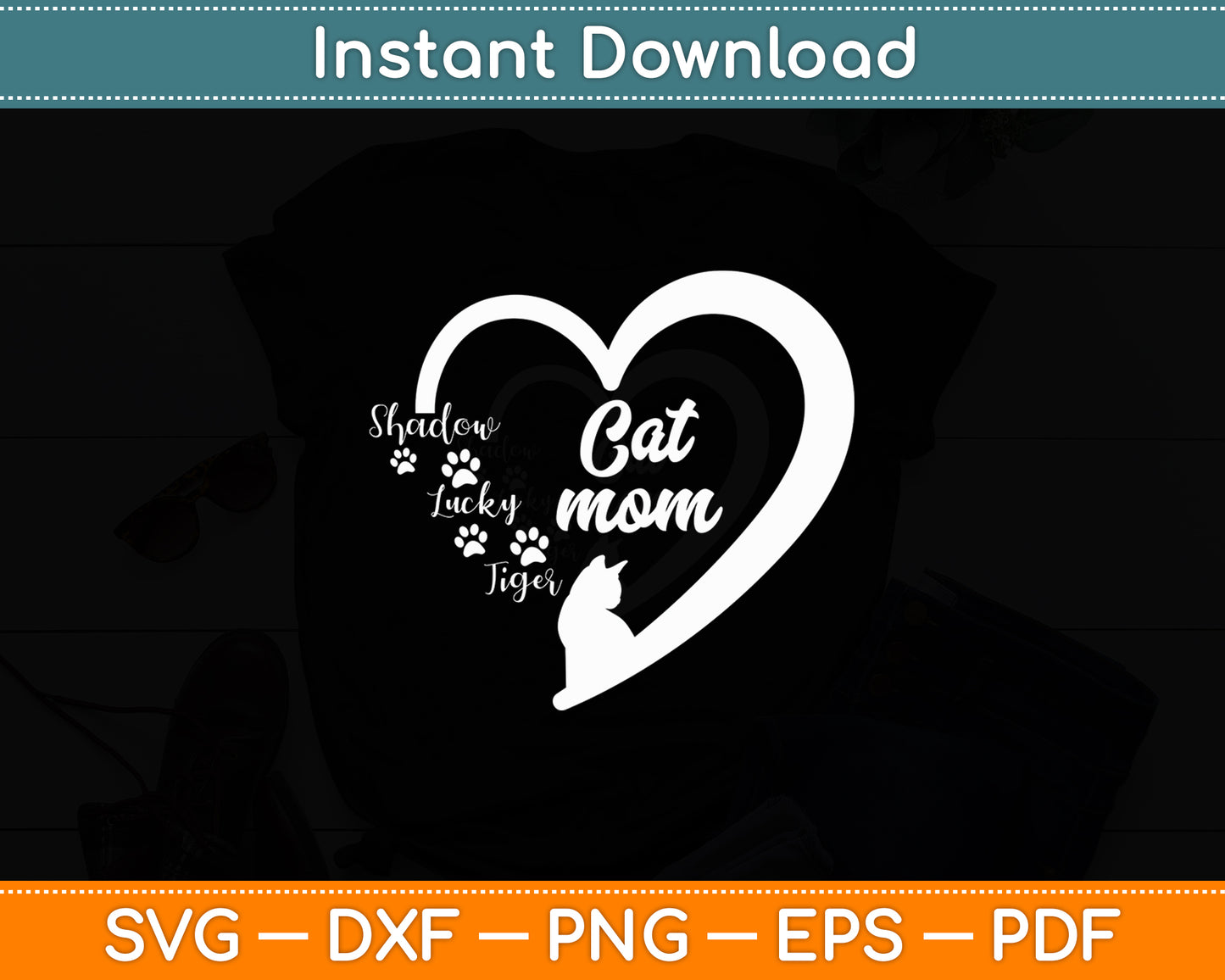 Cat Mom Happy Mother's Day Svg Digital Cutting File