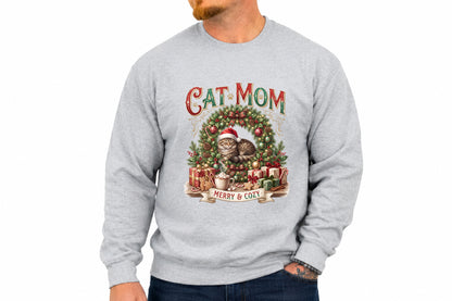 Cat Mom Merry & Cozy Christmas PNG