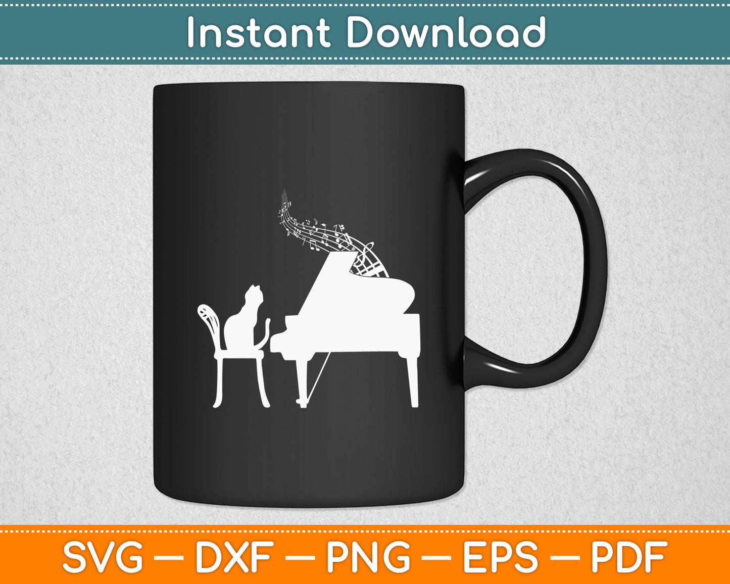 Cat Playing Piano Music Lover Funny Svg Digital Cutting File