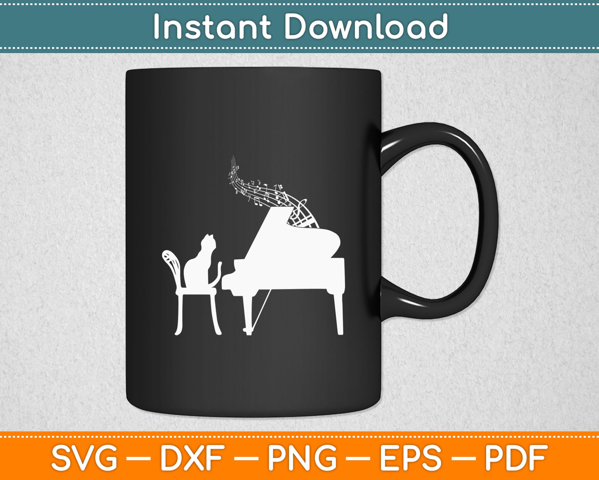 Cat Playing Piano Music Lover Funny Svg Digital Cutting File