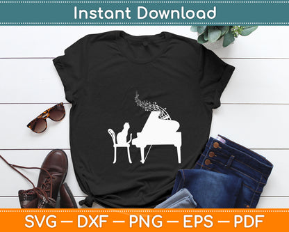 Cat Playing Piano Music Lover Funny Svg Digital Cutting File