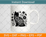 Cat With Flowers Svg Design Digital Cutting File