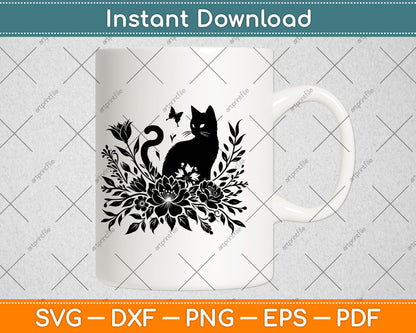 Cat With Flowers Svg Digital Cut File