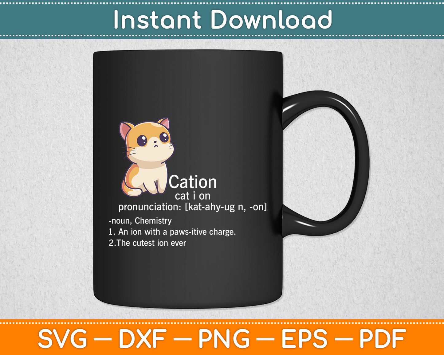 Cation Cat I On Pronunciation Funny Cat Definition Svg Digital Cutting File