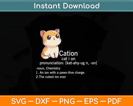 Cation Cat I On Pronunciation Funny Cat Definition Svg Digital Cutting File