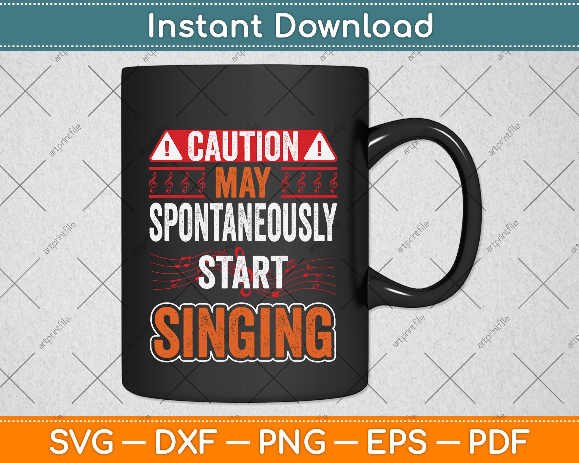 Caution May Spontaneously Start Singing Svg Png Dxf Digital Cutting File