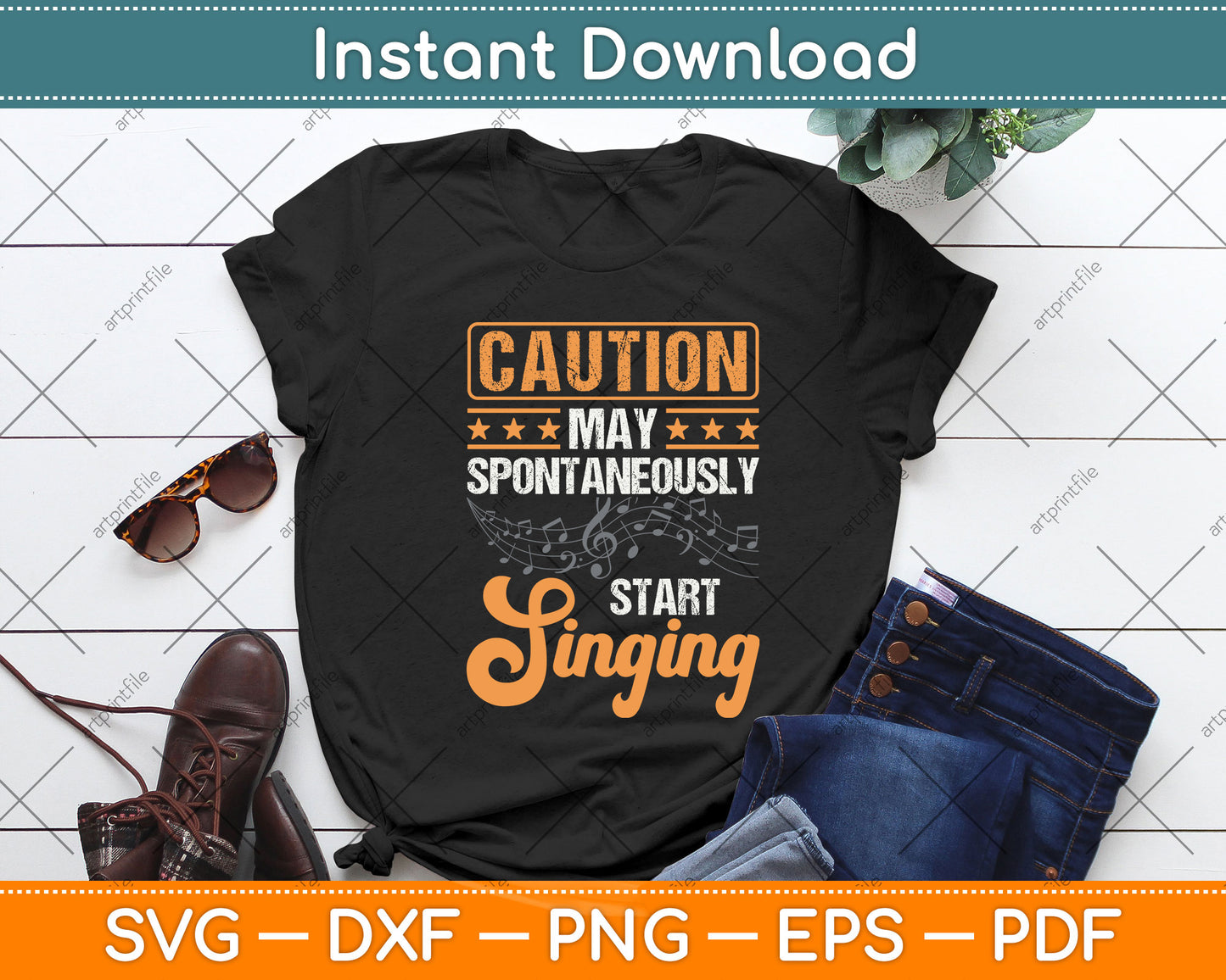 Caution May Spontaneously Start Singing Svg Design Digital Cutting File