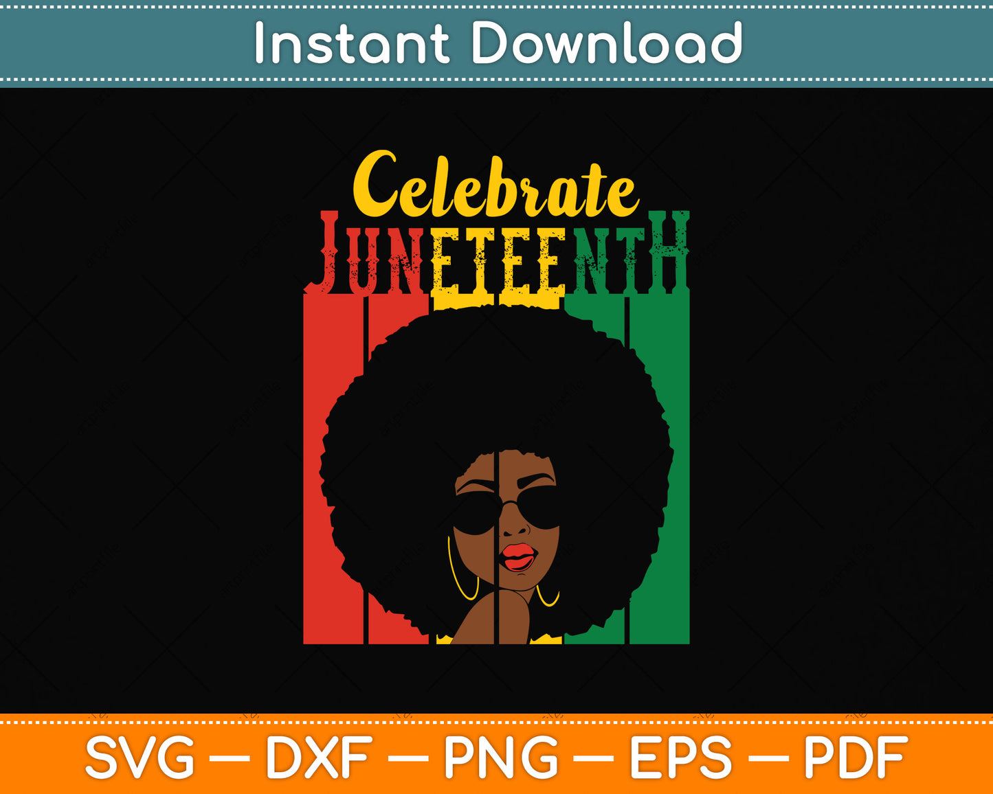 Celebrate Juneteenth Retro African Colors Women's Svg Png Dxf Digital Cutting File