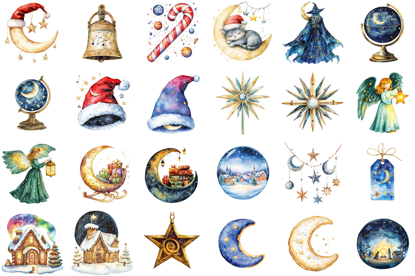 Celestial Christmas Clipart PNG Bundle