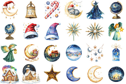 Celestial Christmas Clipart PNG Bundle
