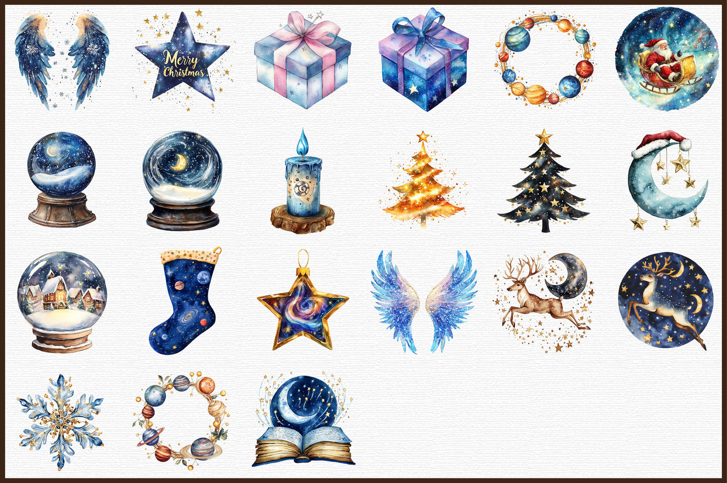 Celestial Christmas Clipart PNG Bundle