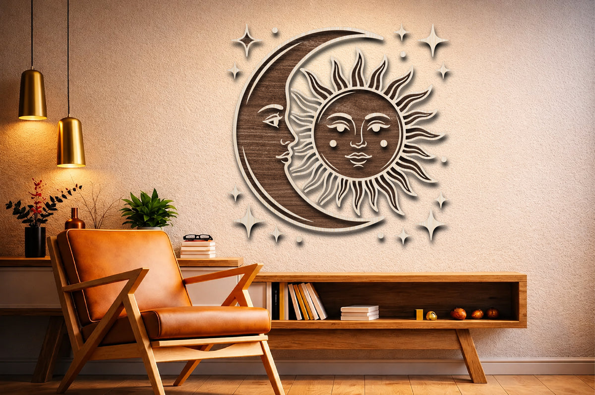 Celestial Sun Moon Laser Cut SVG