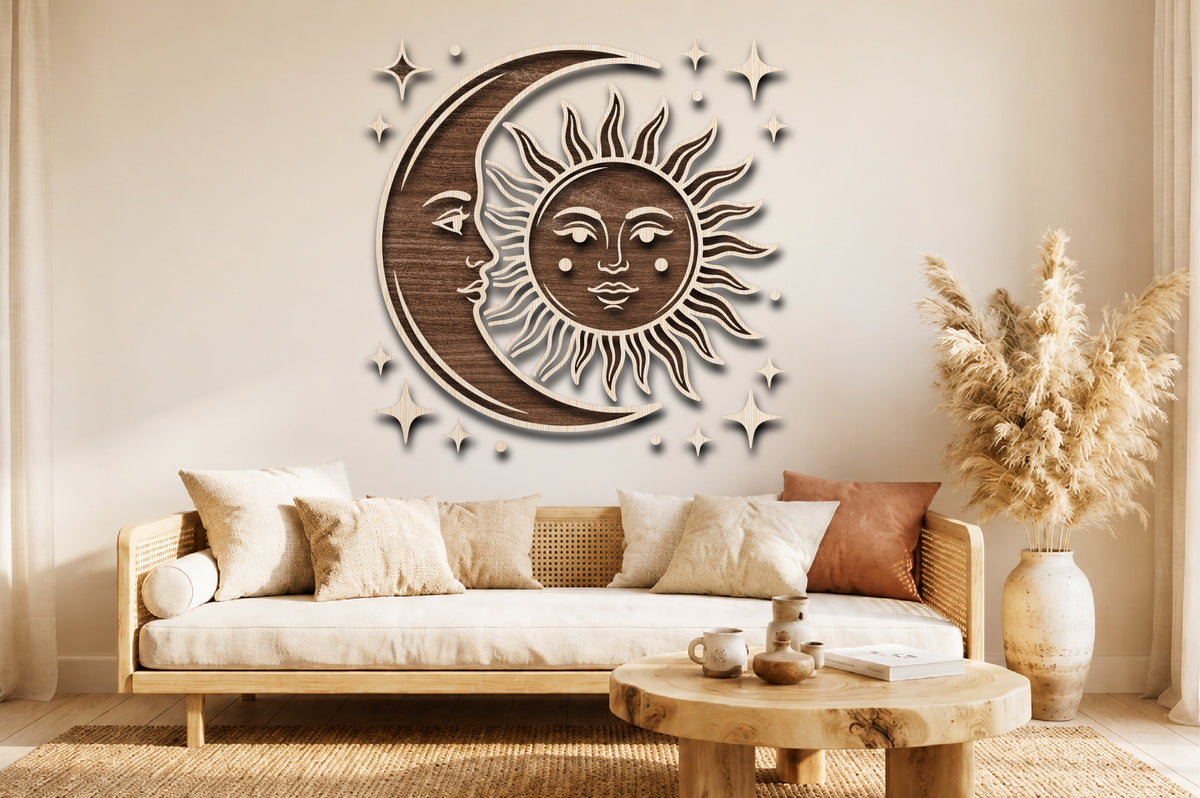 Celestial Sun Moon Laser Cut SVG