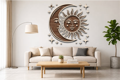 Celestial Sun Moon Laser Cut SVG