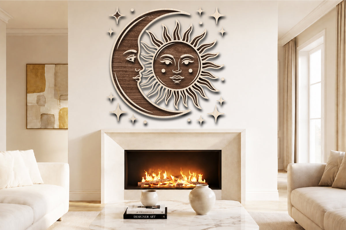 Celestial Sun Moon Laser Cut SVG